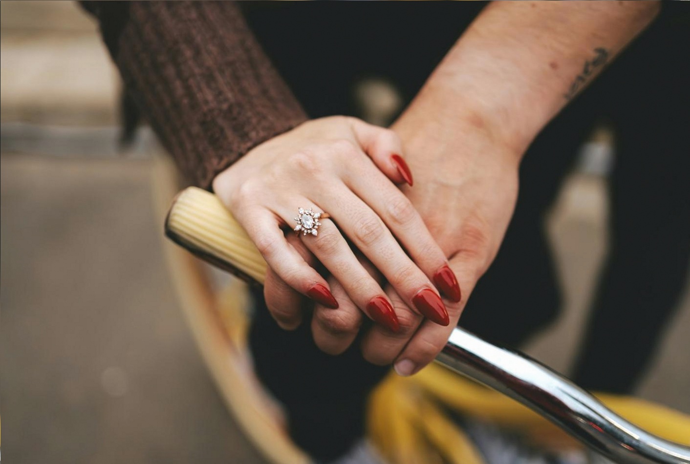 Step-by-step manicure instruction in progress